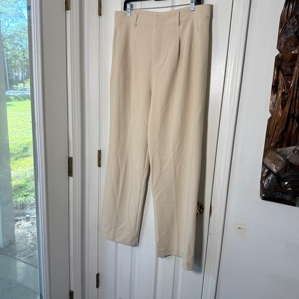 Nic+Zoe GOLD LABEL 31" KNIT SCUBA WIDE-LEG TROUSER Powder Cream 16